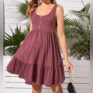 Maternity Ruffle Hem Button Front A-Line Dress